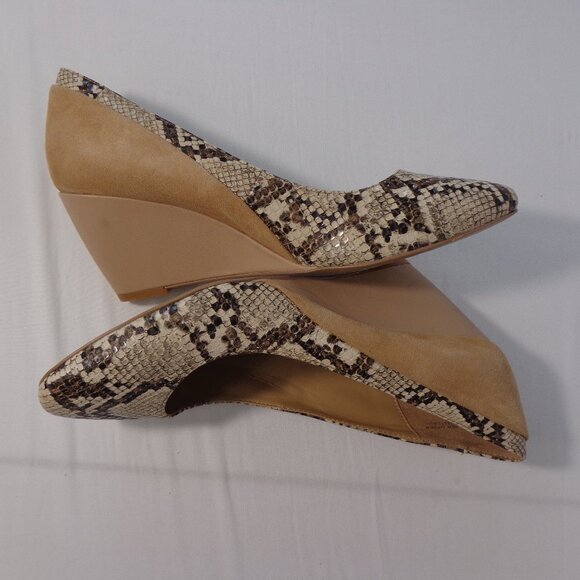 Violet & Red Persia Shoes Wedge Pump Faux Snakeskin Leather Women Size 8.5M - Picture 3 of 7